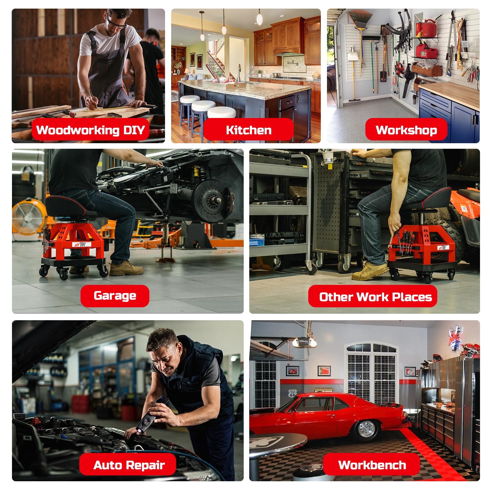 FreekyFit pneumatic height lever allowing quick adjustment for ergonomic positioning