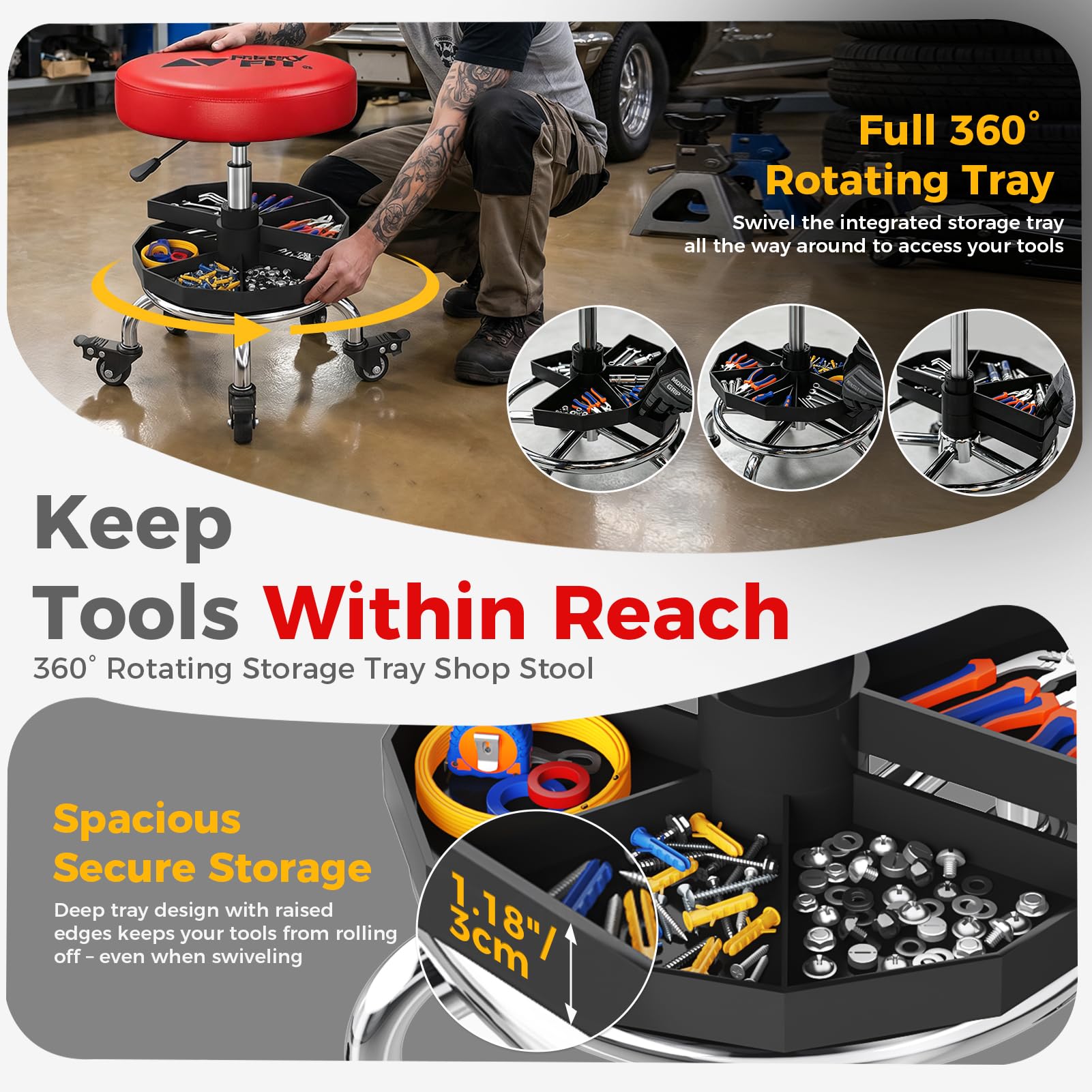 FreekyFit reinforced metal frame and base detail for 300 lb capacity