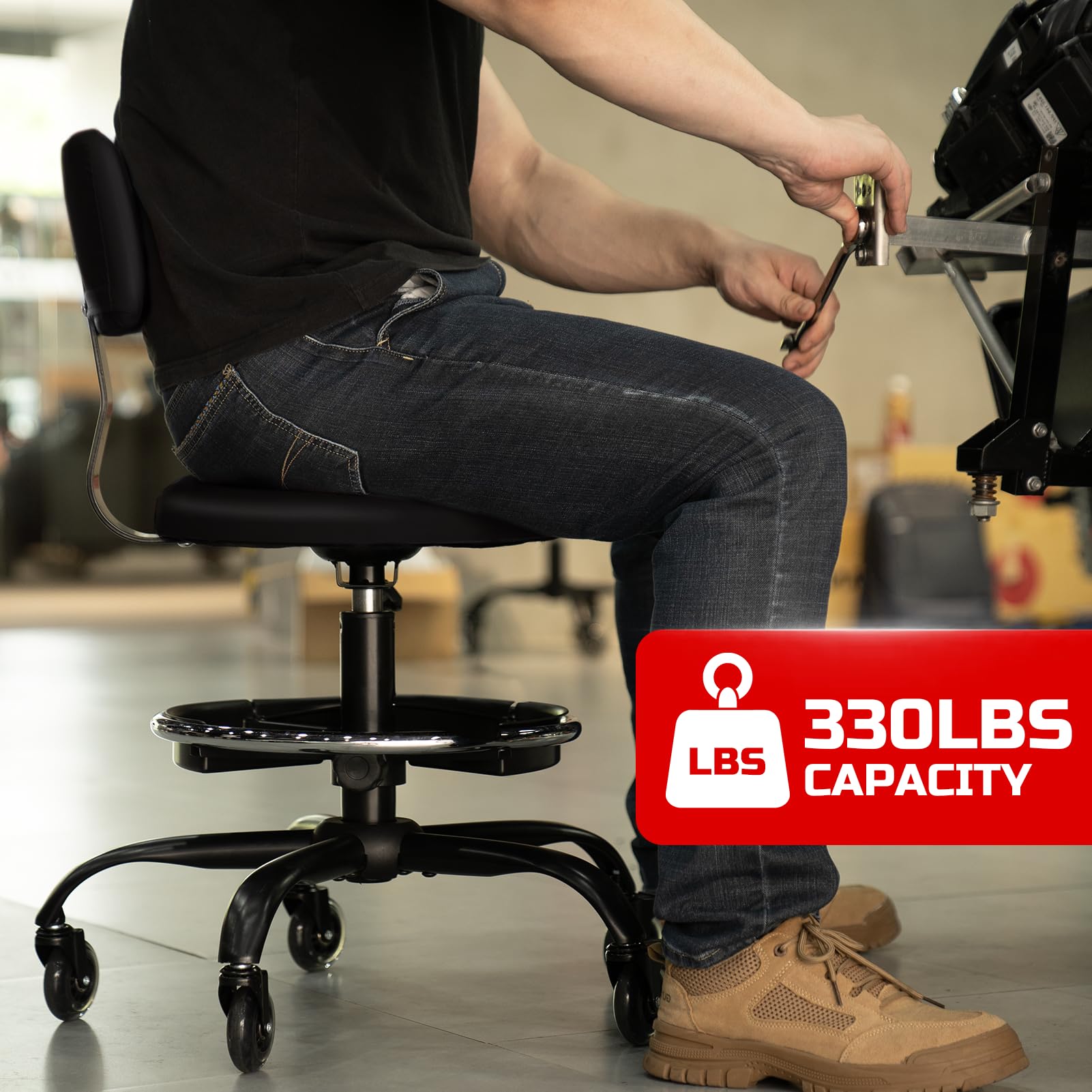 FREEKYROCK adjustable footrest ring detail, supports ergonomic leg positioning