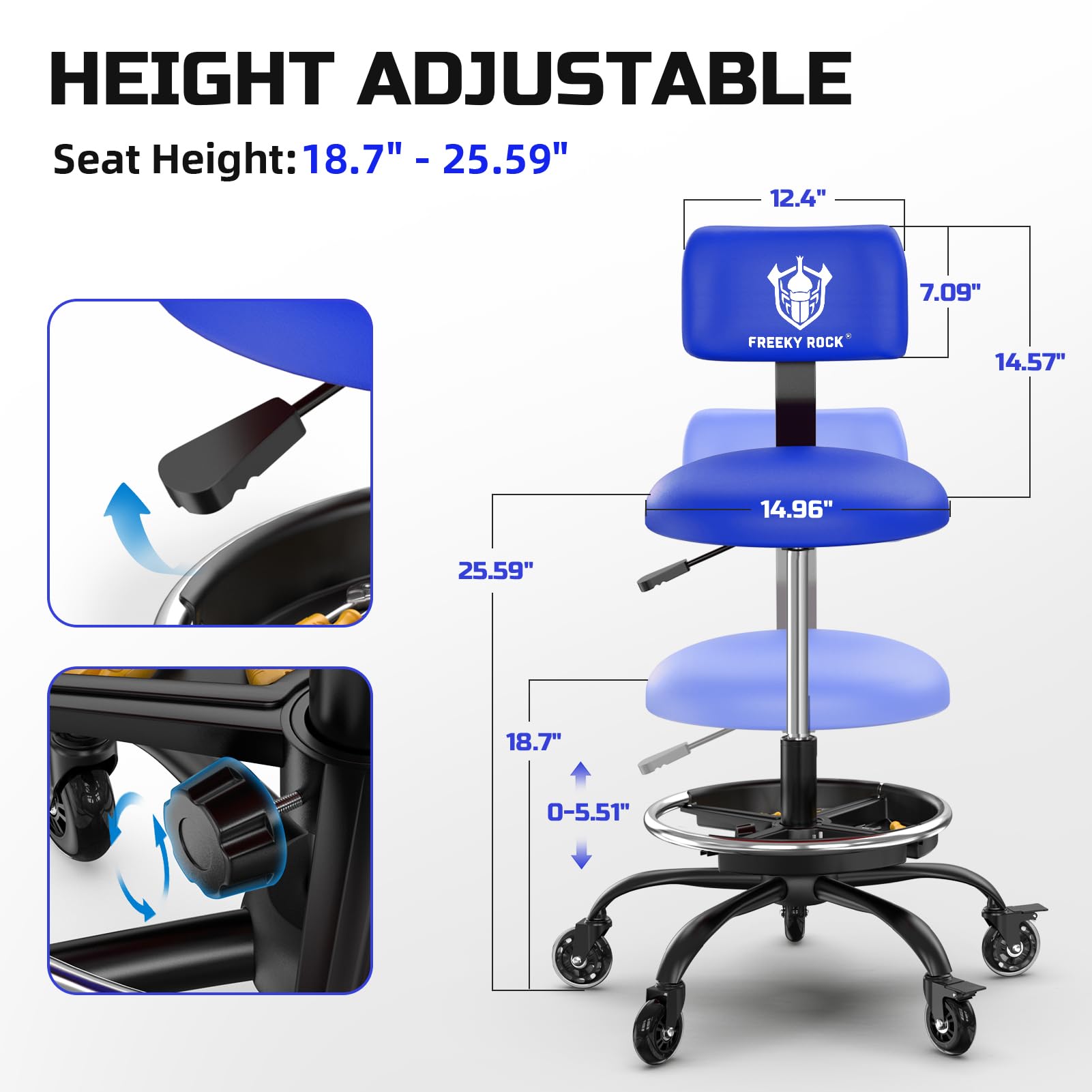 FREEKYROCK side profile showing backrest angle and ergonomic support