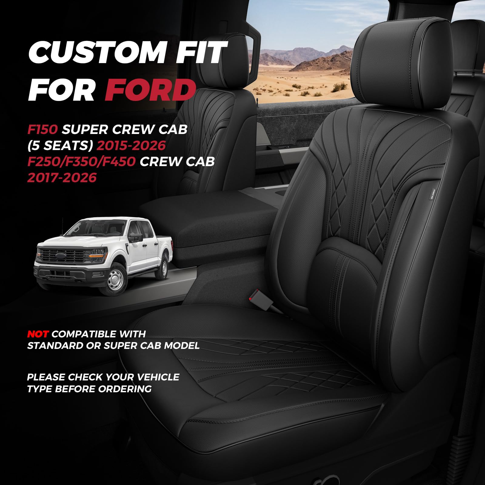 FREESOO rear seat wide view demonstrating full crew cab coverage