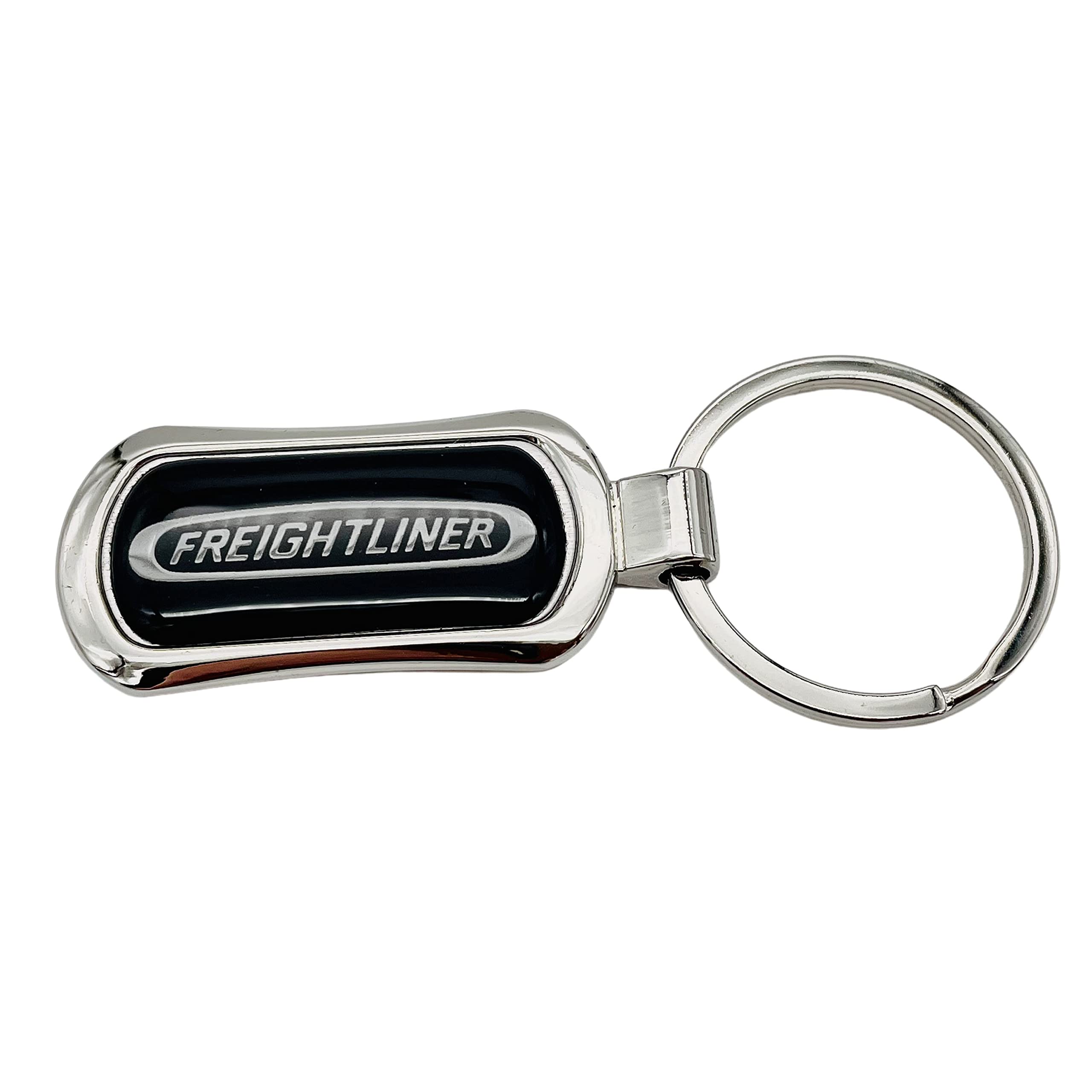 Freightliner chrome keychain front in gift box showing polished finish and presentation