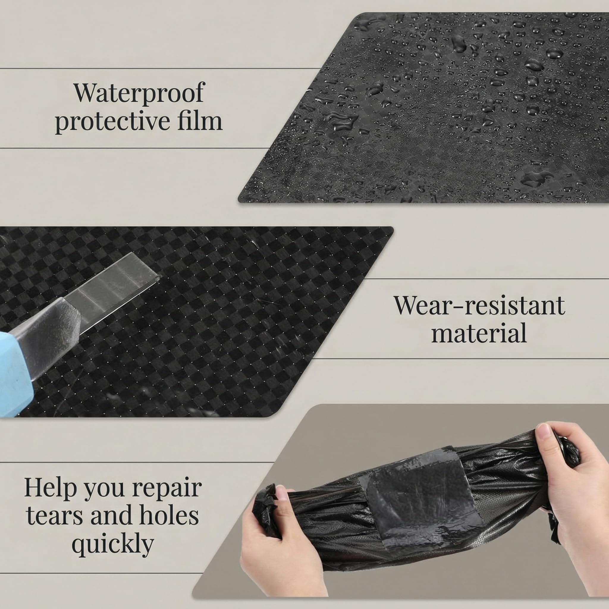 Frienda adhesive backing detail showing sticky surface for strong bond to substrates