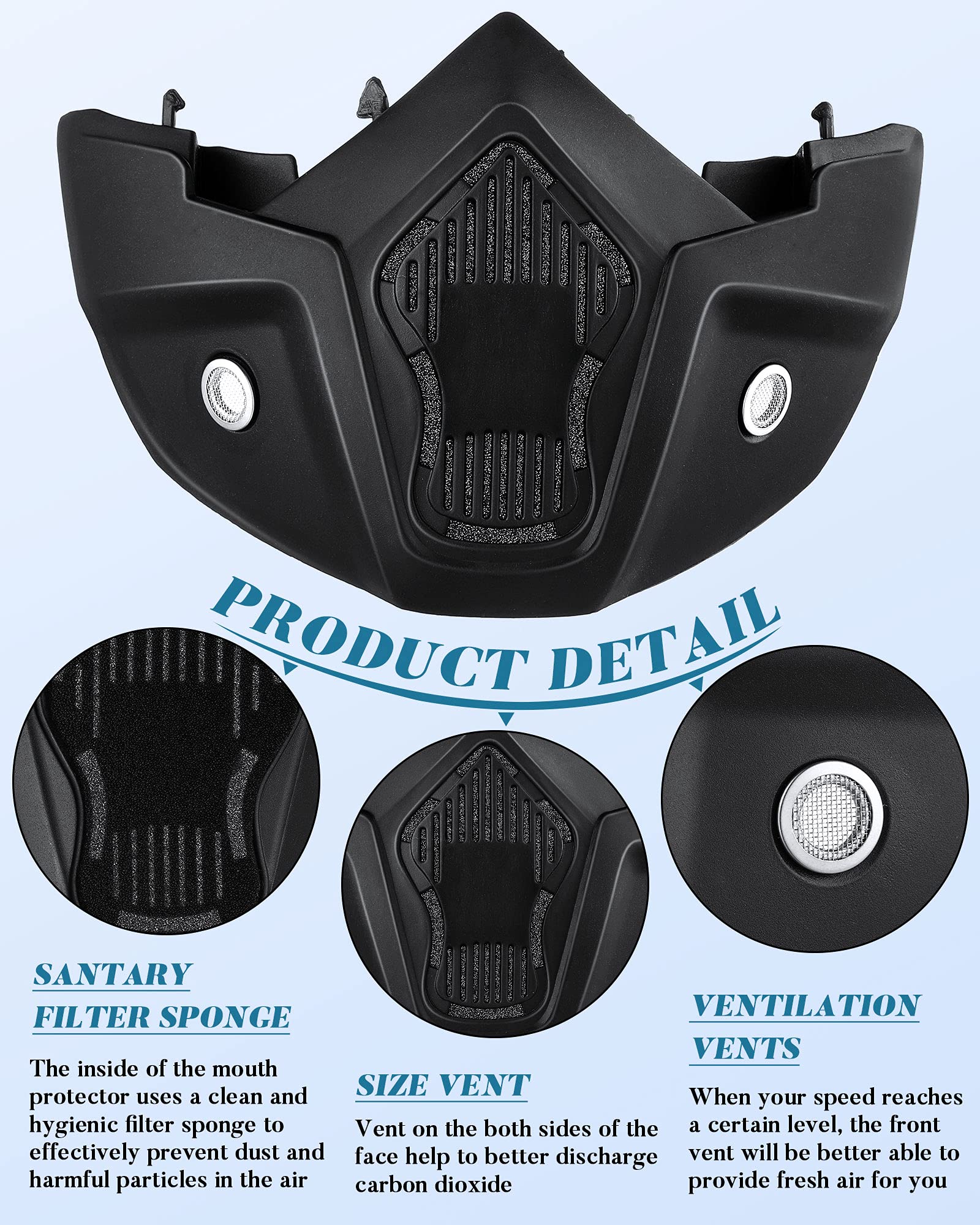 Frienda ventilated mouth filter close-up demonstrating breathability and anti-fog benefit