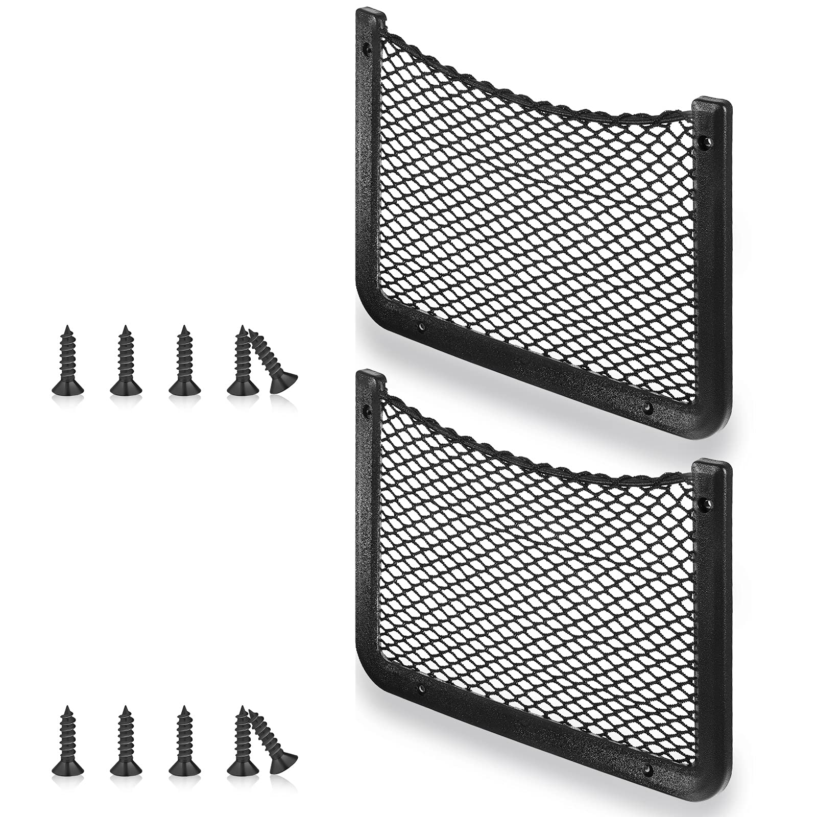 Frienda front view of framed bungee net pocket showing slim profile and frame benefit