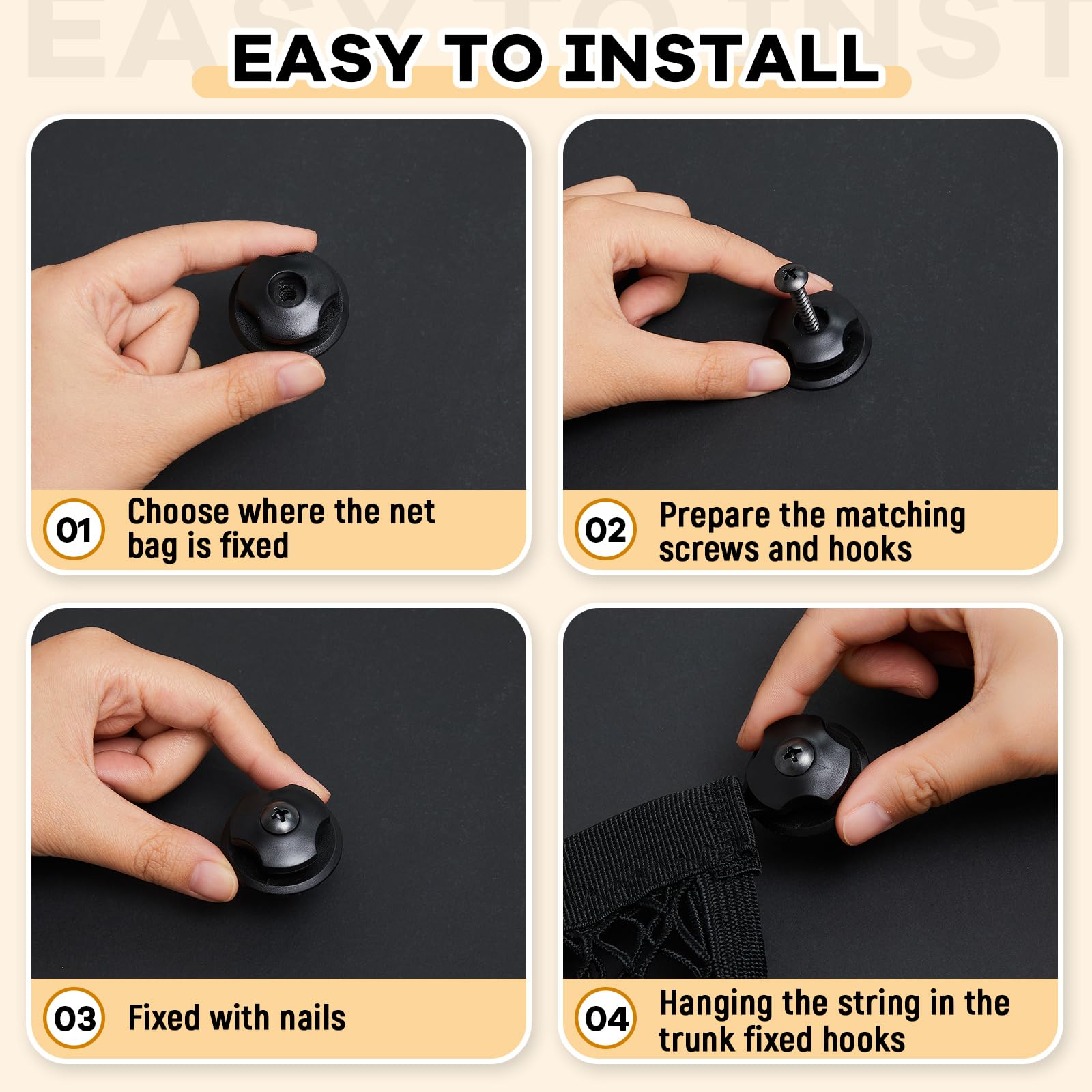 Frienda included hooks and screws displayed for easy, reliable installation