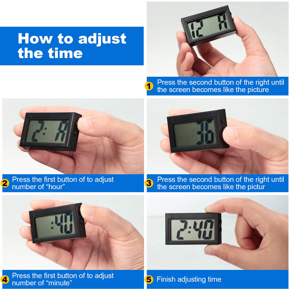 Frienda mini clock mounted on car dashboard for safer glanceable timekeeping benefit