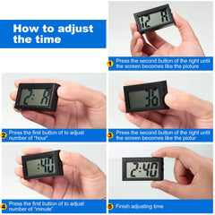 Frienda mini clock mounted on car dashboard for safer glanceable timekeeping benefit