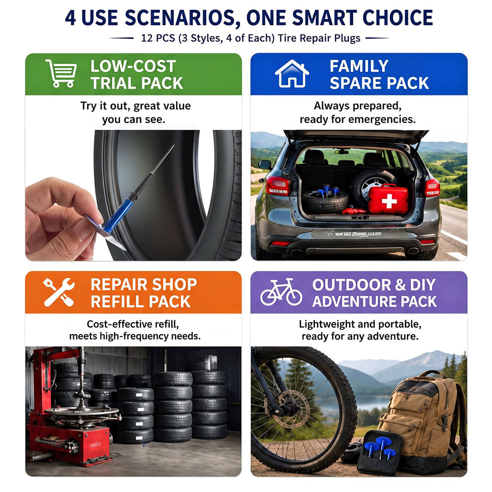 Frienda kit stored in trunk pocket ready for roadside puncture emergencies and convenience