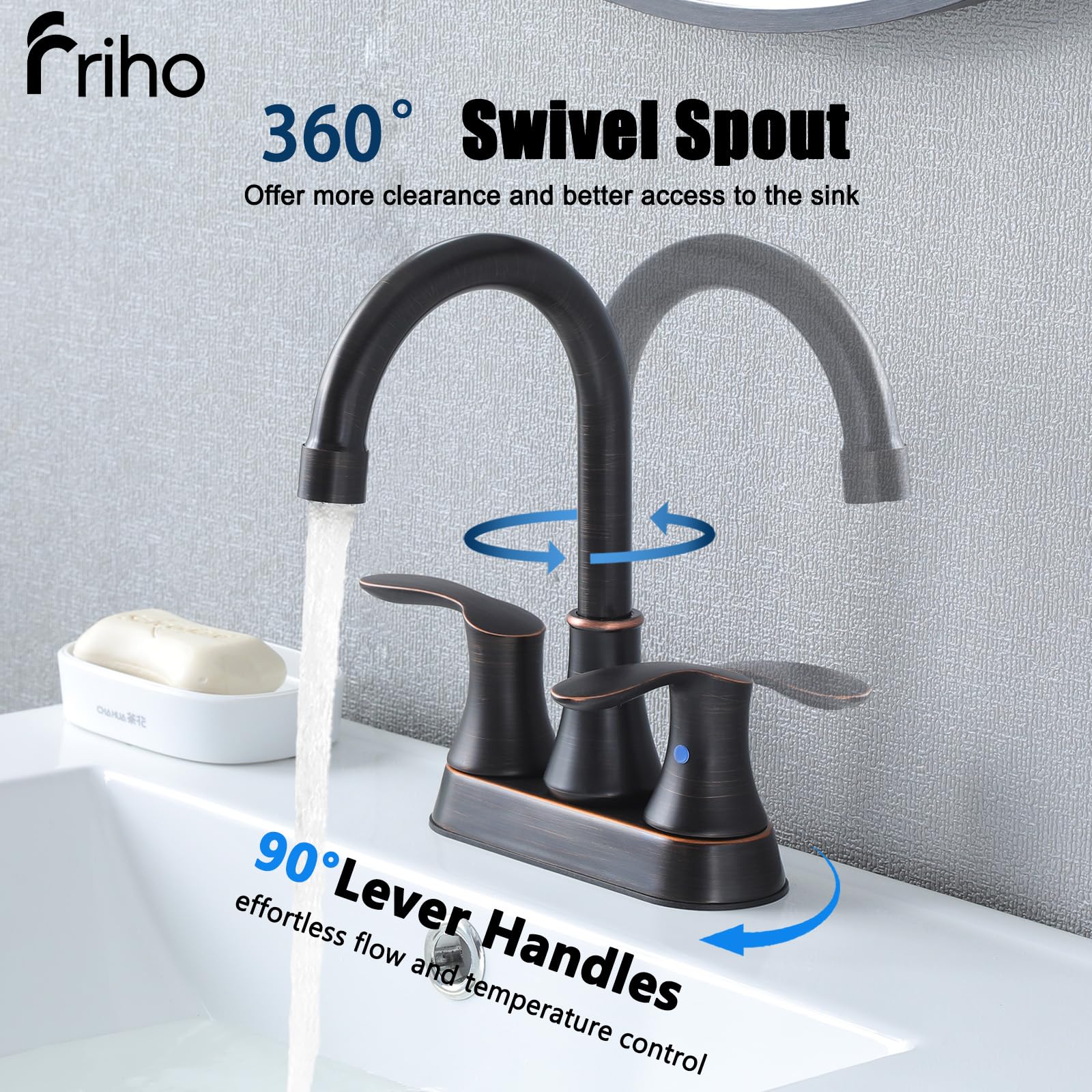 Friho close-up of oil rubbed bronze handle detail showing precise grip