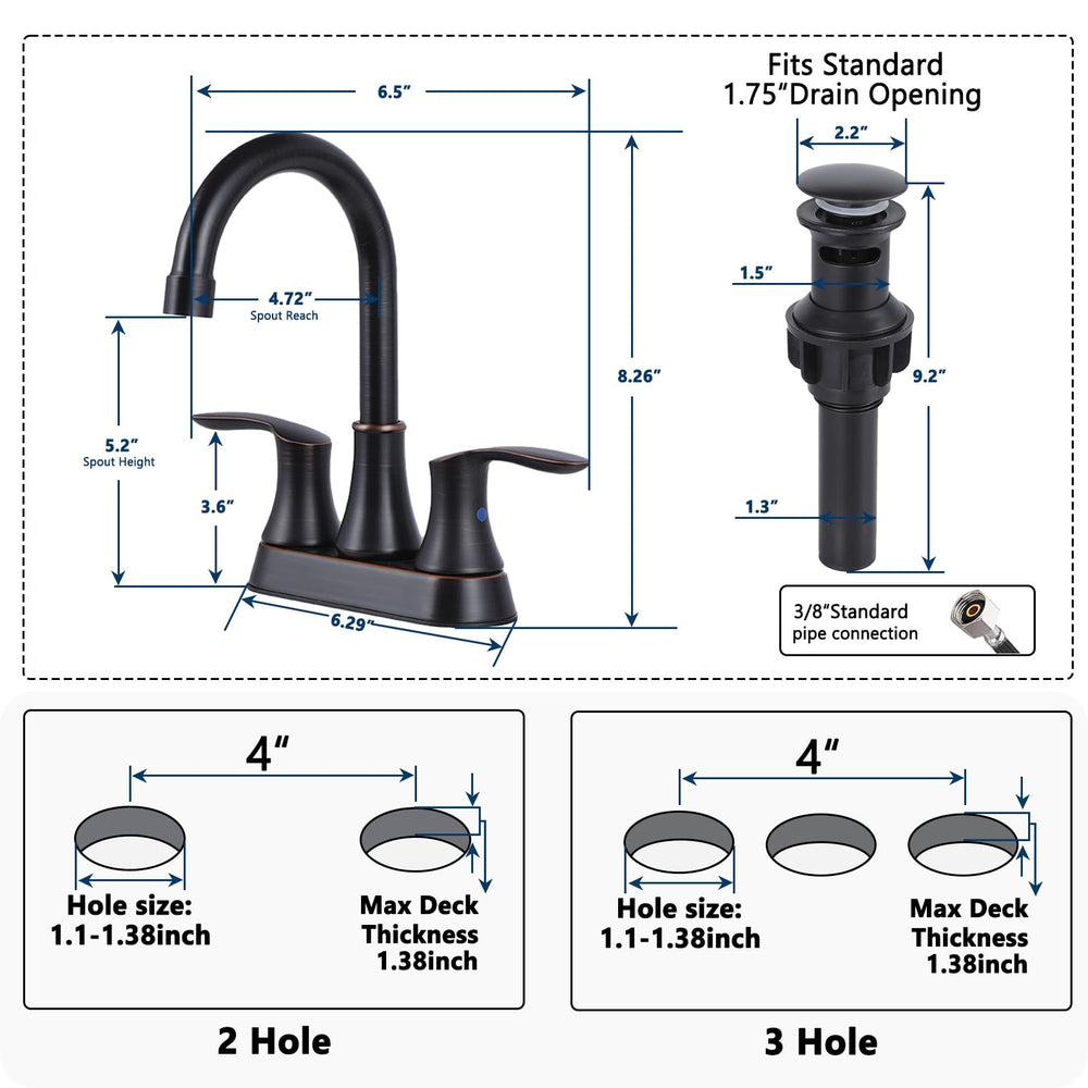 Friho pop-up drain beside faucet emphasizing included complete installation parts