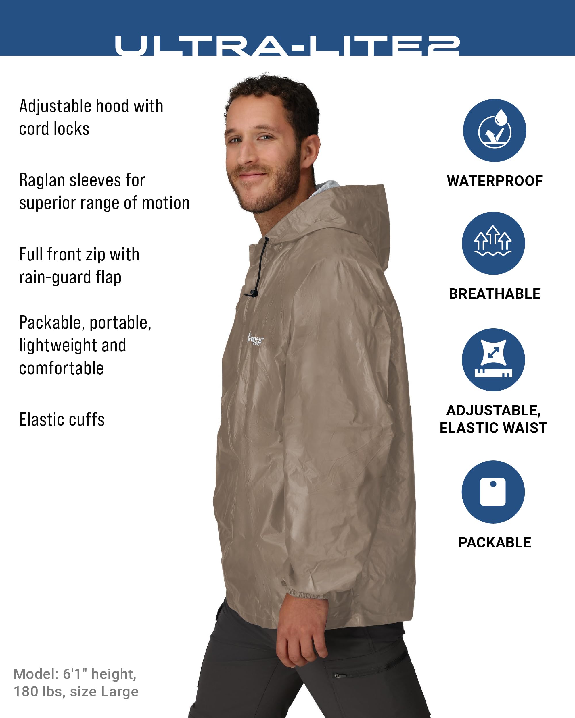 FROGG TOGGS hood detail with cord locks offering adjustable coverage