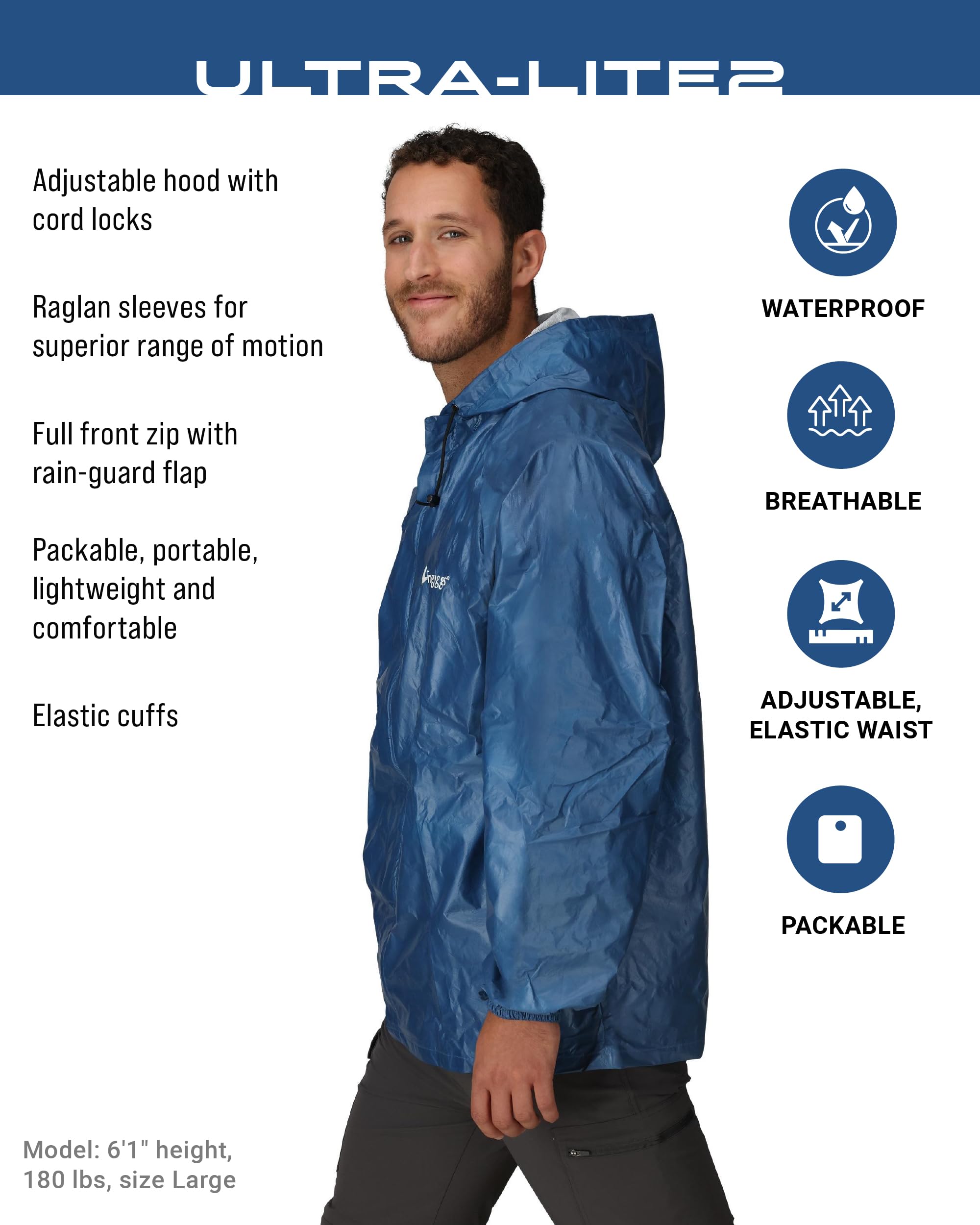 FROGG TOGGS hood detail with cord locks for adjustable protection