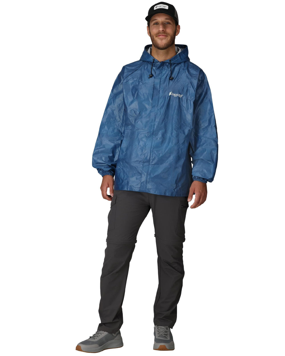 FROGG TOGGS front view of jacket showing fit and zipper — lightweight protection