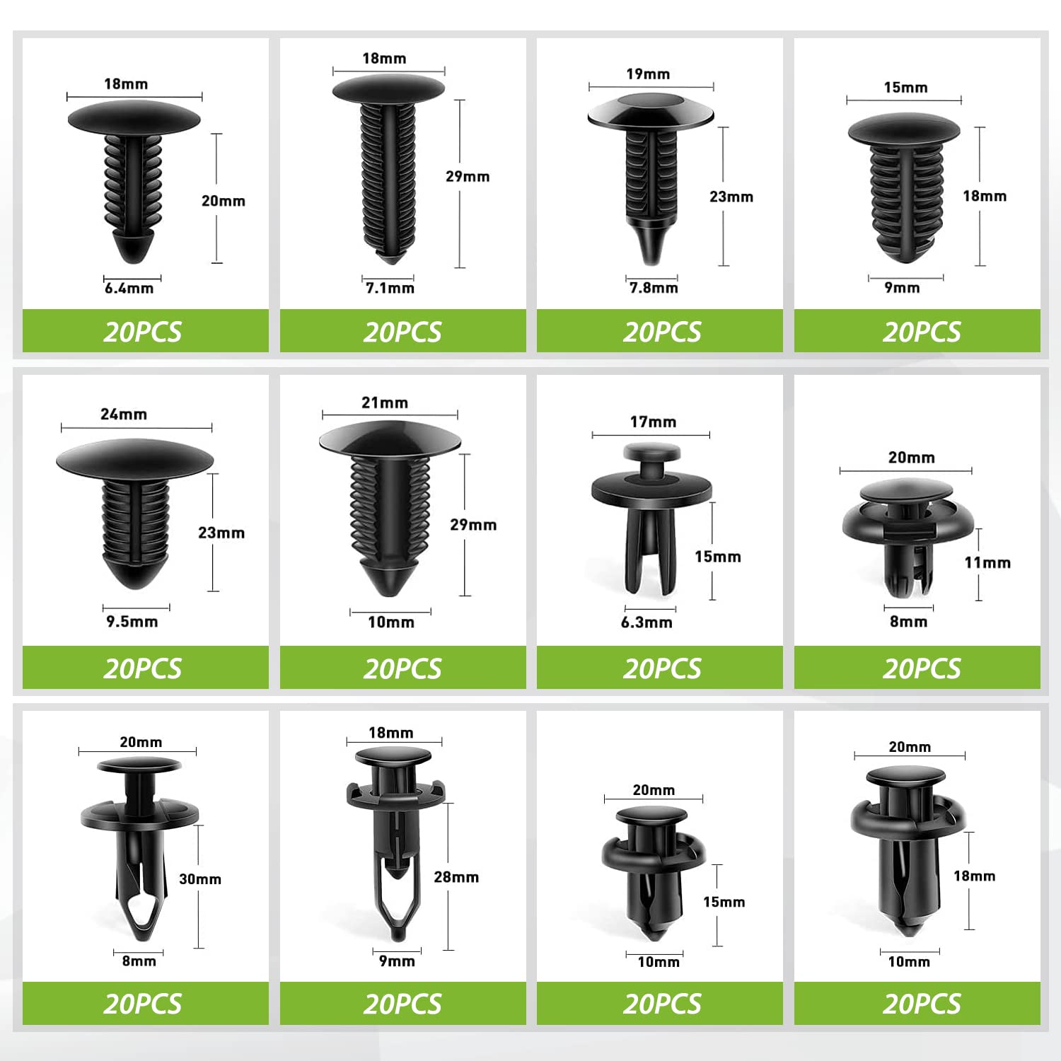 Frokom close-up of assorted nylon clips displaying size variety and durability