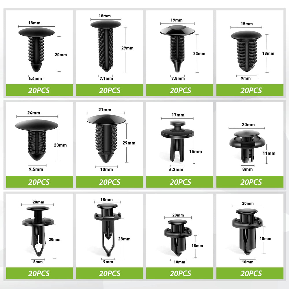 Frokom close-up of assorted nylon clips displaying size variety and durability