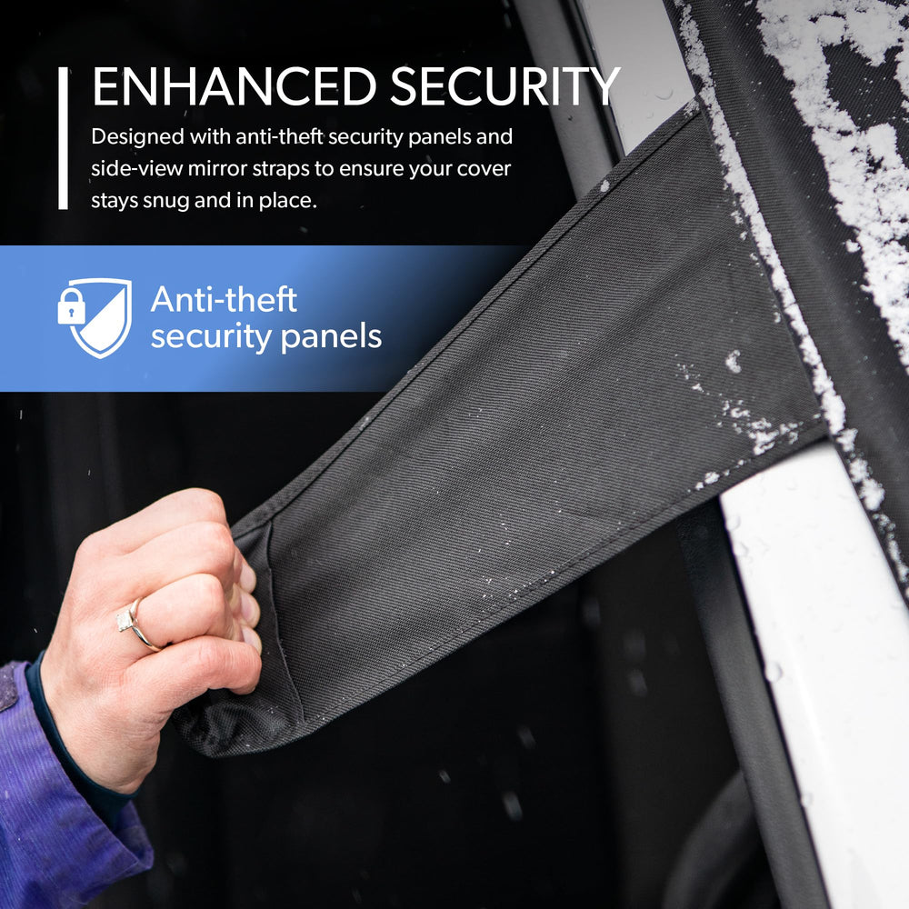 FrostGuard security panel tucked under car door offering theft-resistant anchoring benefit