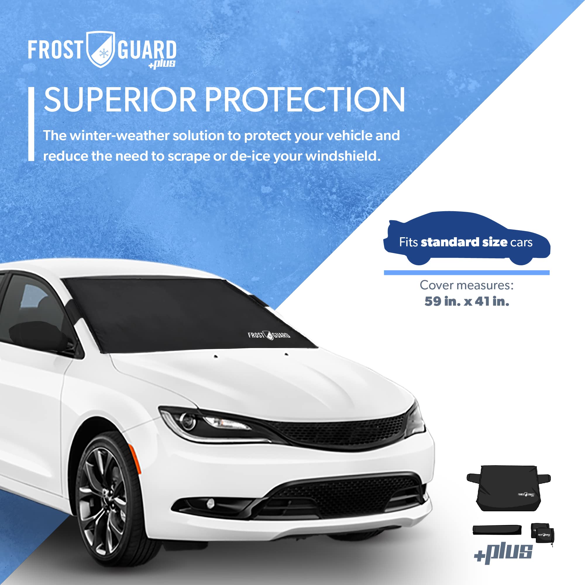 FrostGuard side mirror covers in place protecting mirrors from ice and snow buildup