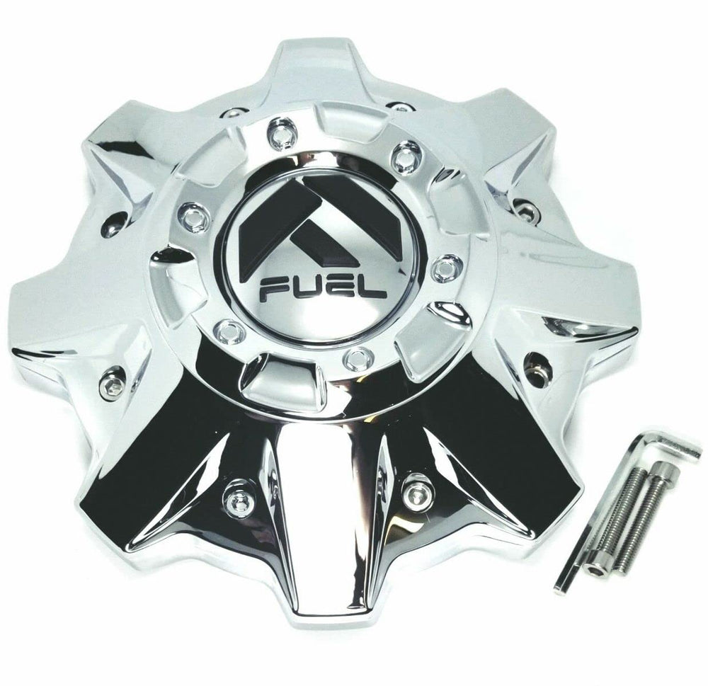 FUEL OFF-ROAD center cap front view chrome finish highlights polished look