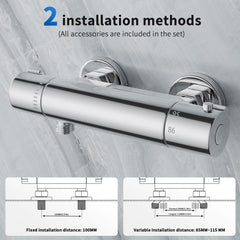 FUGO close-up of thermostatic knob showing 38°C safety lock for consistent temperature control