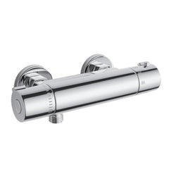 FUGO front view of RV thermostatic faucet showing controls and chrome finish benefit durable styling