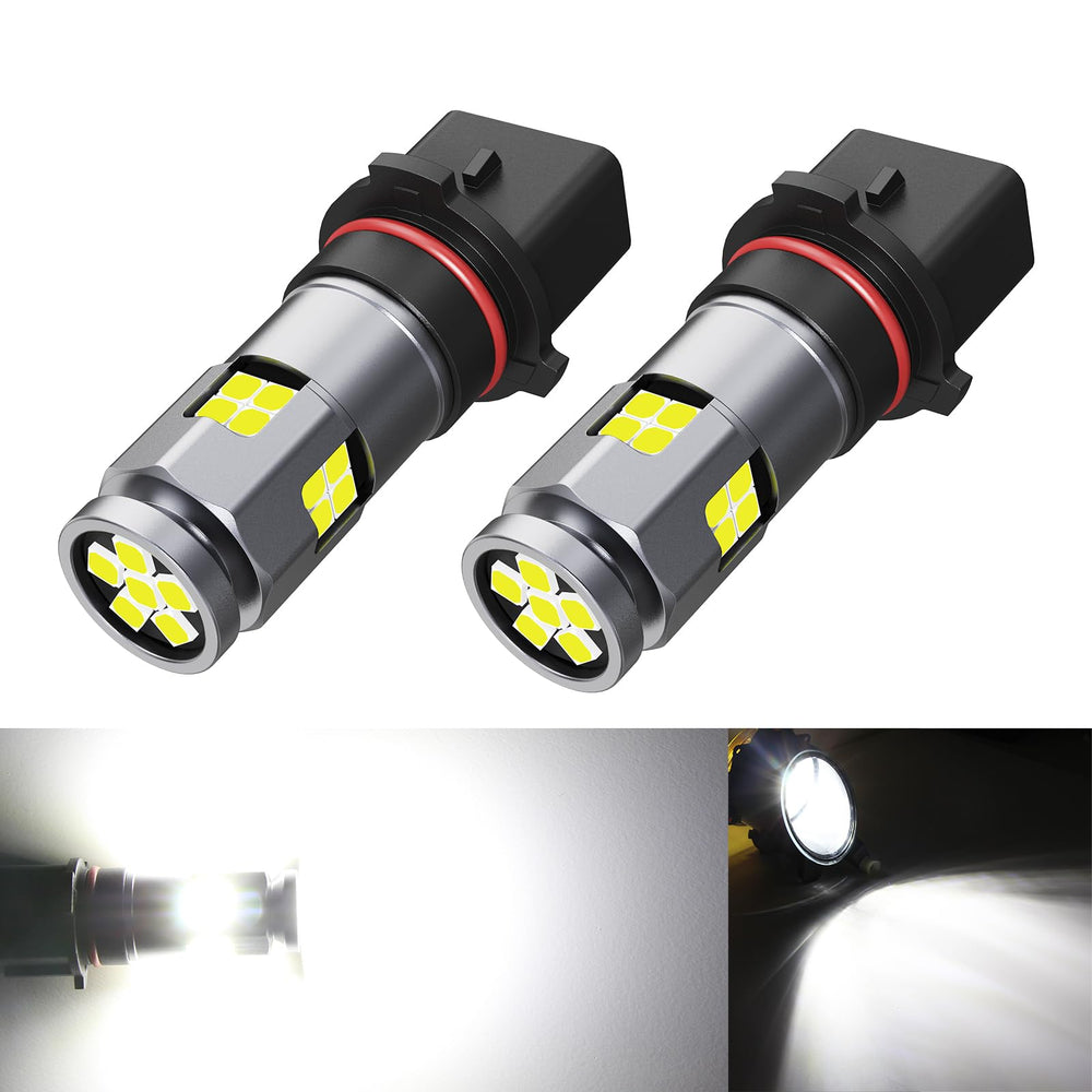 Fulanmi PSX26W front view showing bulb profile and bright xenon white benefit
