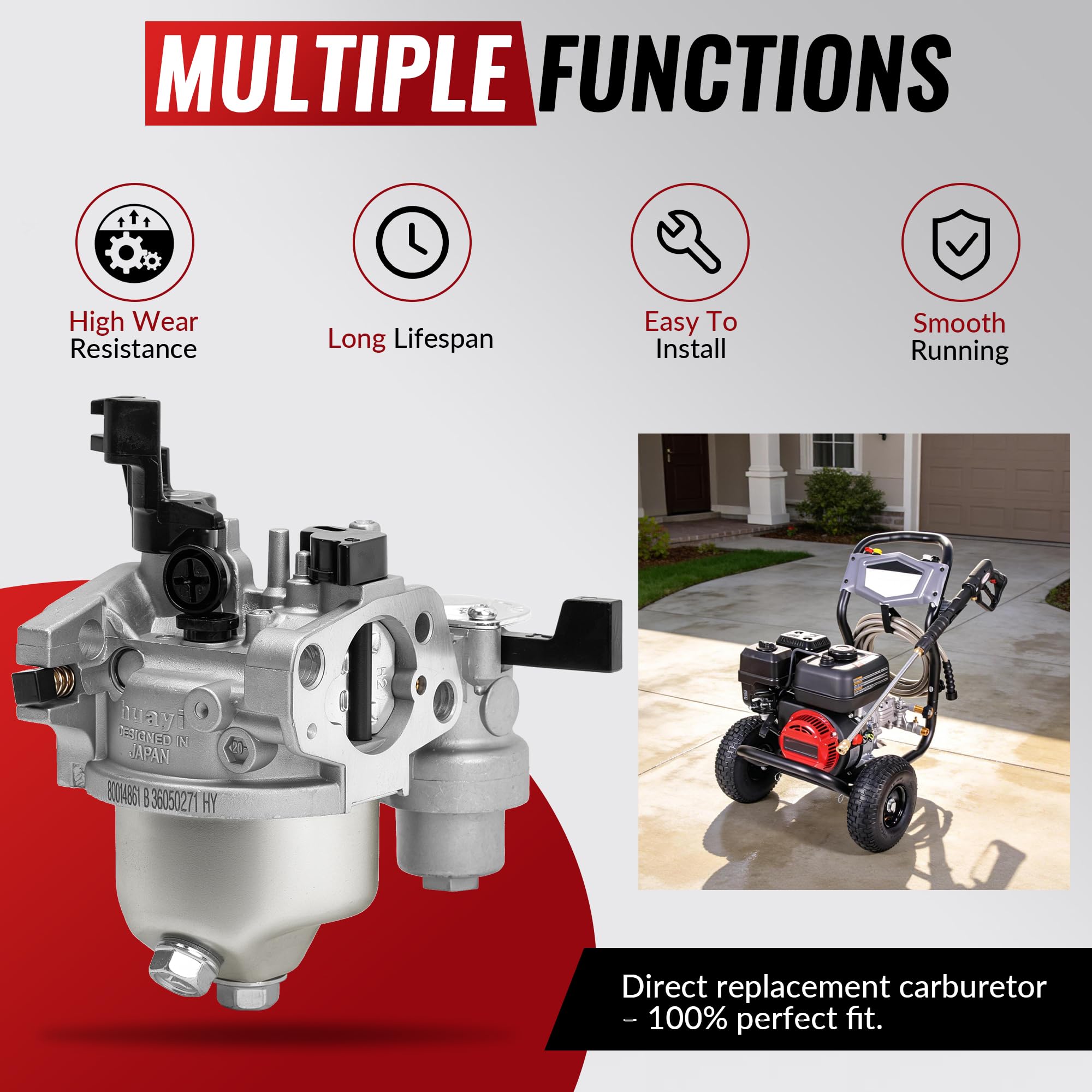 fullas Huayi carburetor size comparison with ruler indicating correct dimensions