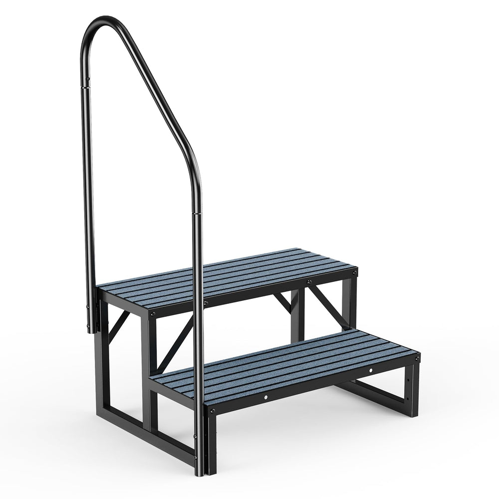 Fumingpal front view of two-step stairs showing sturdy frame and safe entry