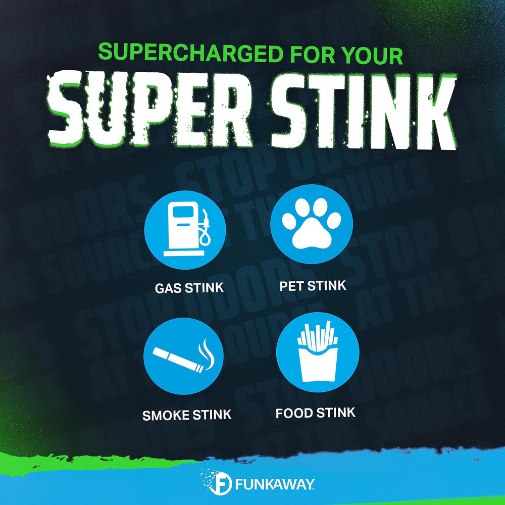 FunkAway placed in a car cup holder demonstrating stable odor control placement