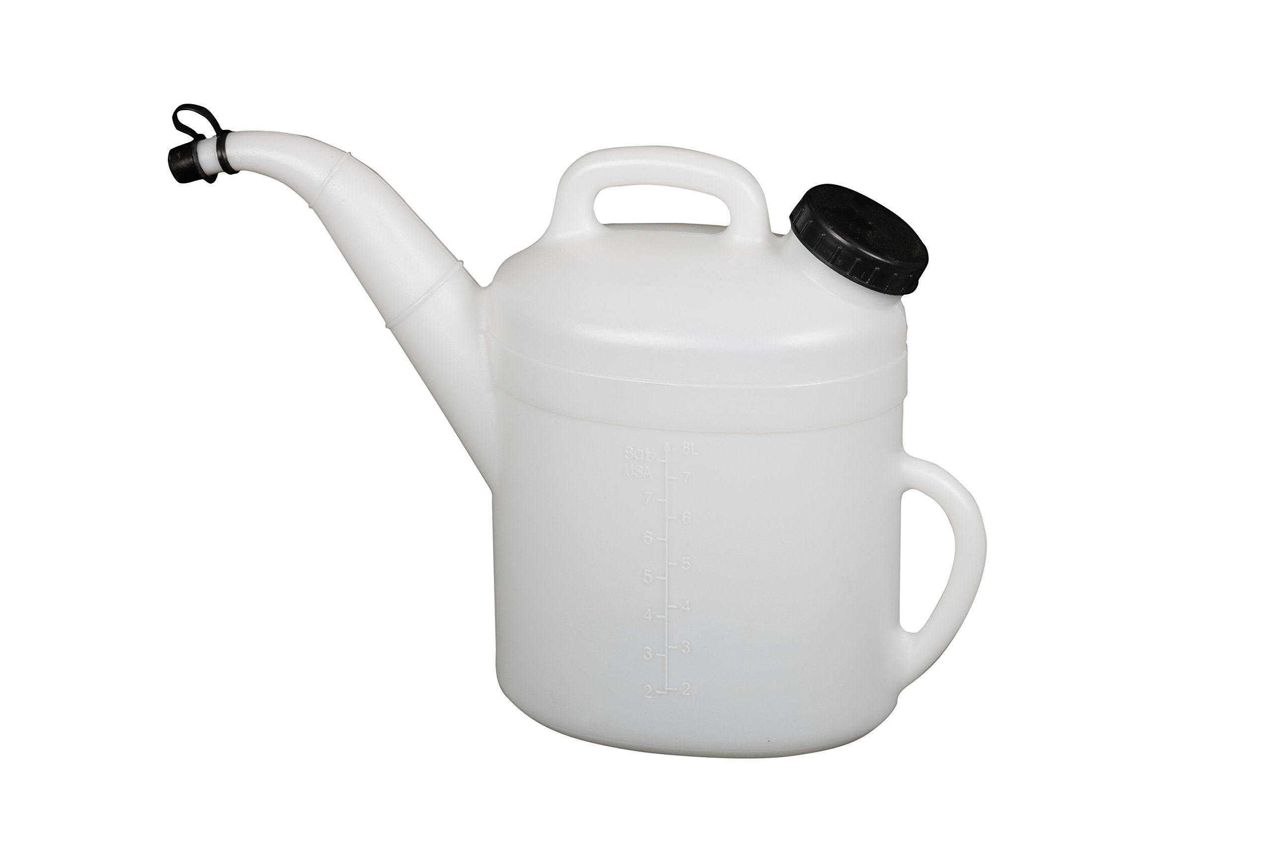 Funnel King pitcher with screw-on cap stored on shelf to prevent spills between uses