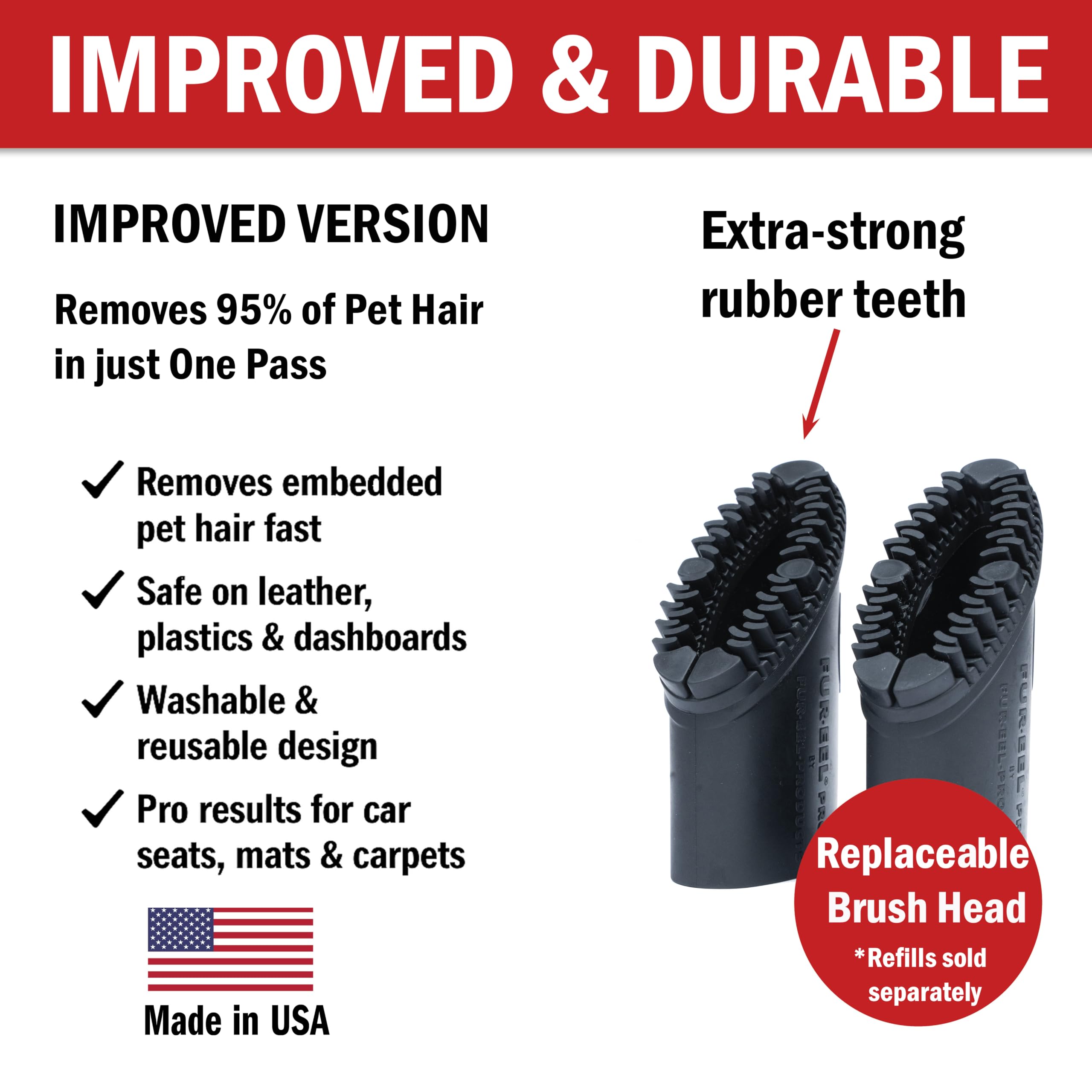 FUR-EEL PRO 2.0 clearing deep-tread rubber mat hair without scratching surfaces