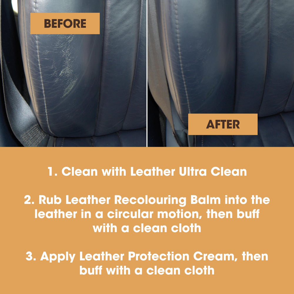 Furniture Clinic applying recoloring balm to sofa arm to even out faded medium brown color benefit