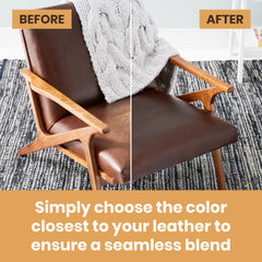 Furniture Clinic balm being rubbed onto a navy sofa to restore color and hide scuffs