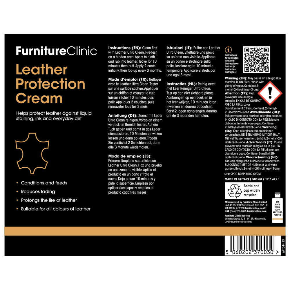 Furniture Clinic size comparison with hand holding bottles to show scale and coverage benefit