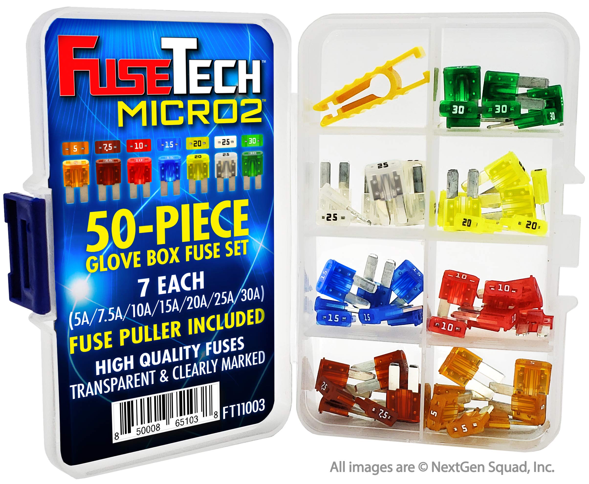 FuseTech color-coded fuse arrangement for fast amp identification and convenience