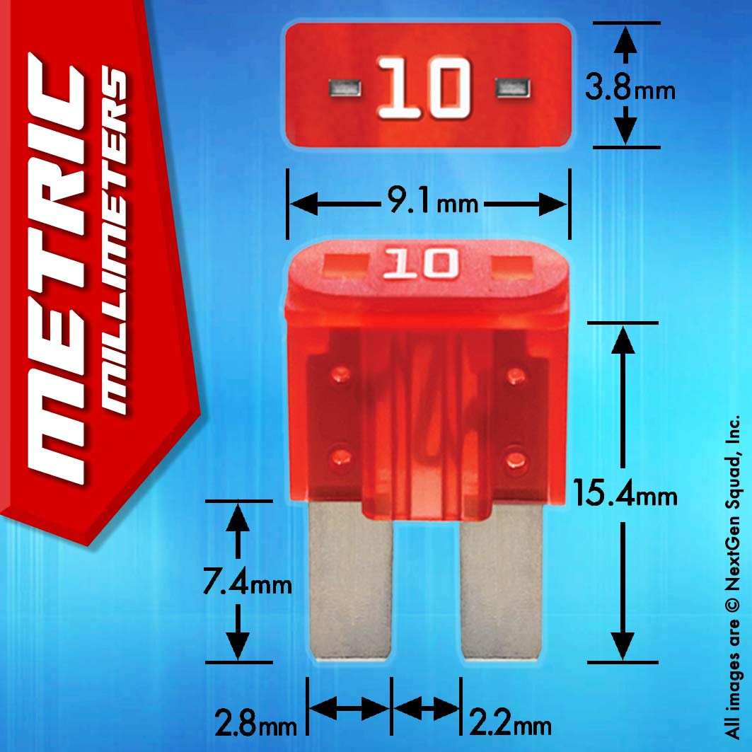 FuseTech fuses next to ruler showing Micro2 size for correct fit verification