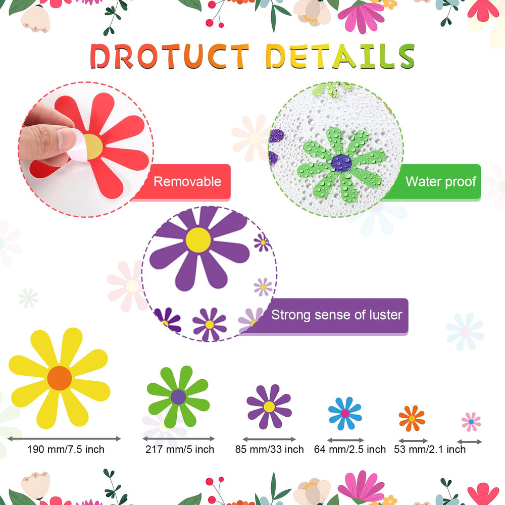 Fuutreo close-up of large 7.4-inch daisy sticker showing vivid colors and durability