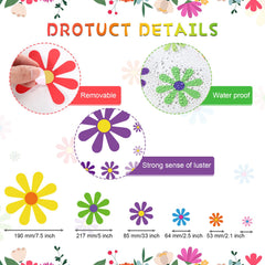 Fuutreo close-up of large 7.4-inch daisy sticker showing vivid colors and durability