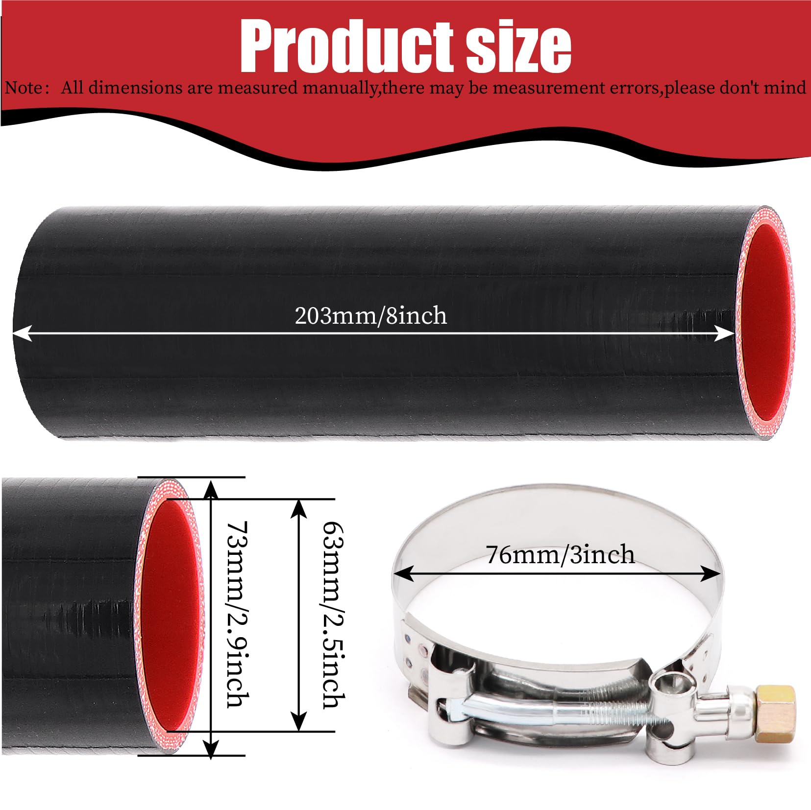 Fuzbaxy stainless steel T-bolt clamp detail showing secure, even sealing on hose