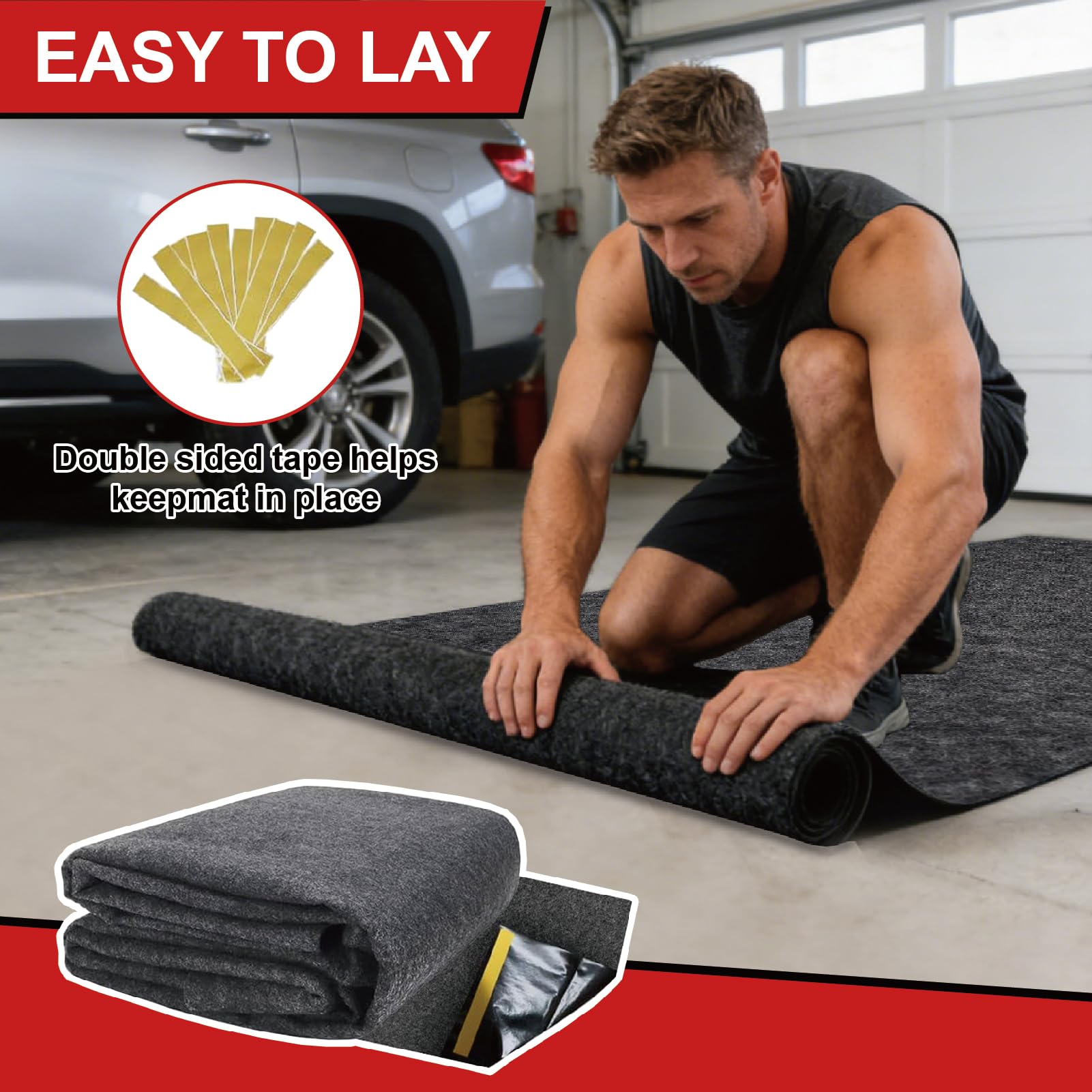 FUZEWANLI mat installed under car demonstrating waterproof protection benefit