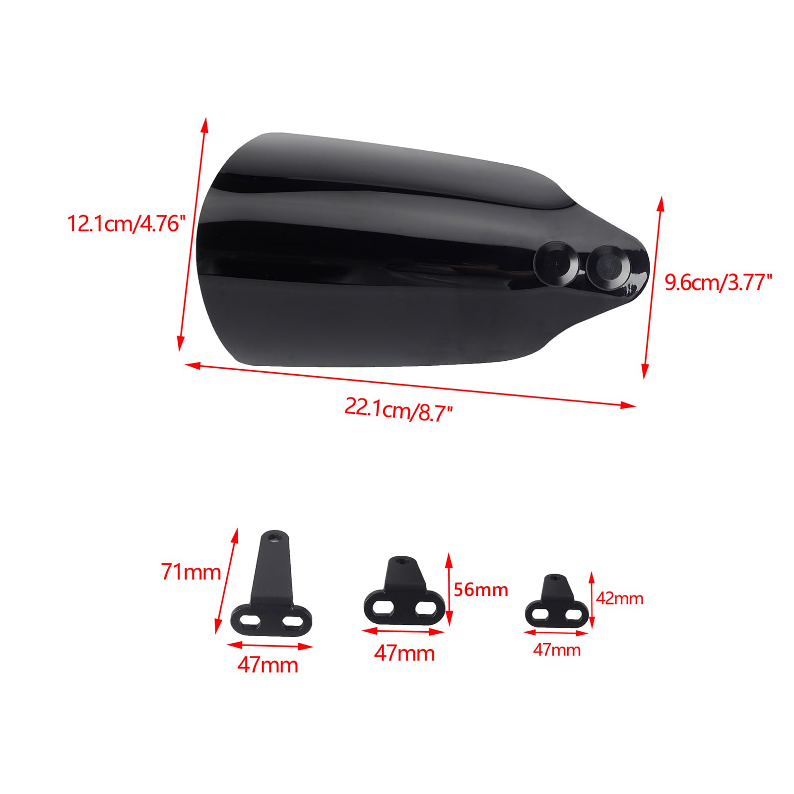 FVMOTO mounting brackets arranged showing three sizes for fitment