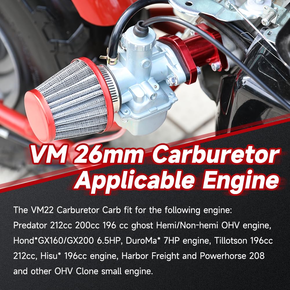 FVRITO 26mm intake pipe mounted to carburetor for a secure seal