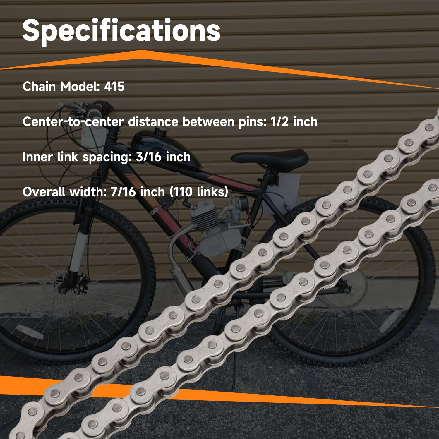 FVRITO chain side profile on table showing construction and thickness benefit