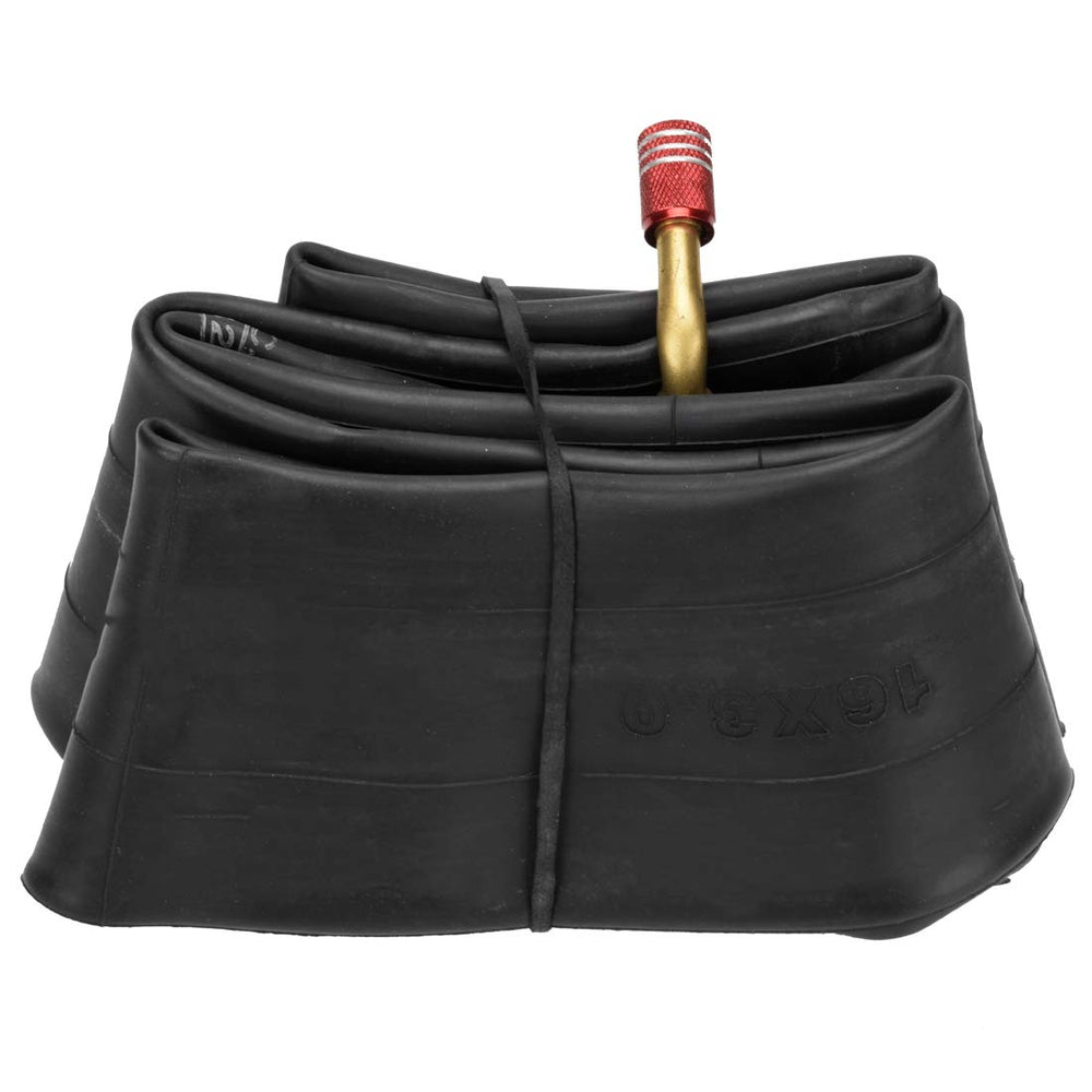 FVRITO pair of red and black aluminum valve caps for visibility and corrosion protection