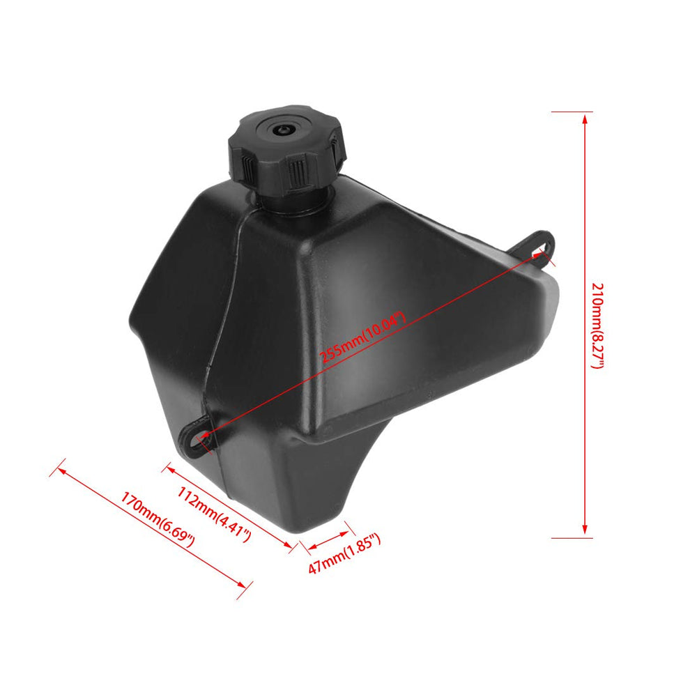 FVRITO side view showing tank dimensions for confirming fitment