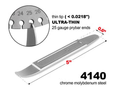FWTW metal skin wedge close-up of ultra-thin 25-gauge tip, detail reveals thin insertion advantage