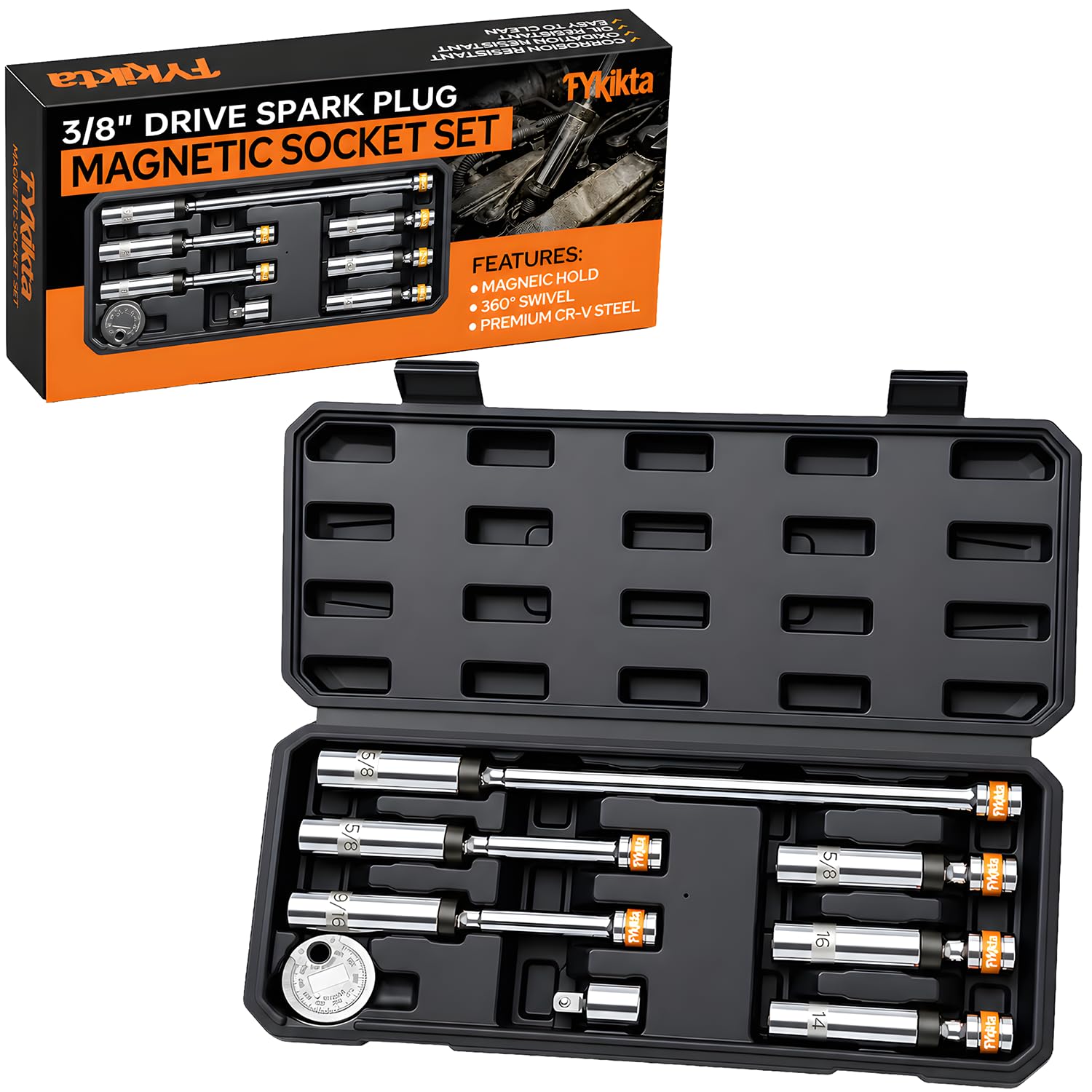 FYKIKTA front packaging showing complete spark plug kit benefit