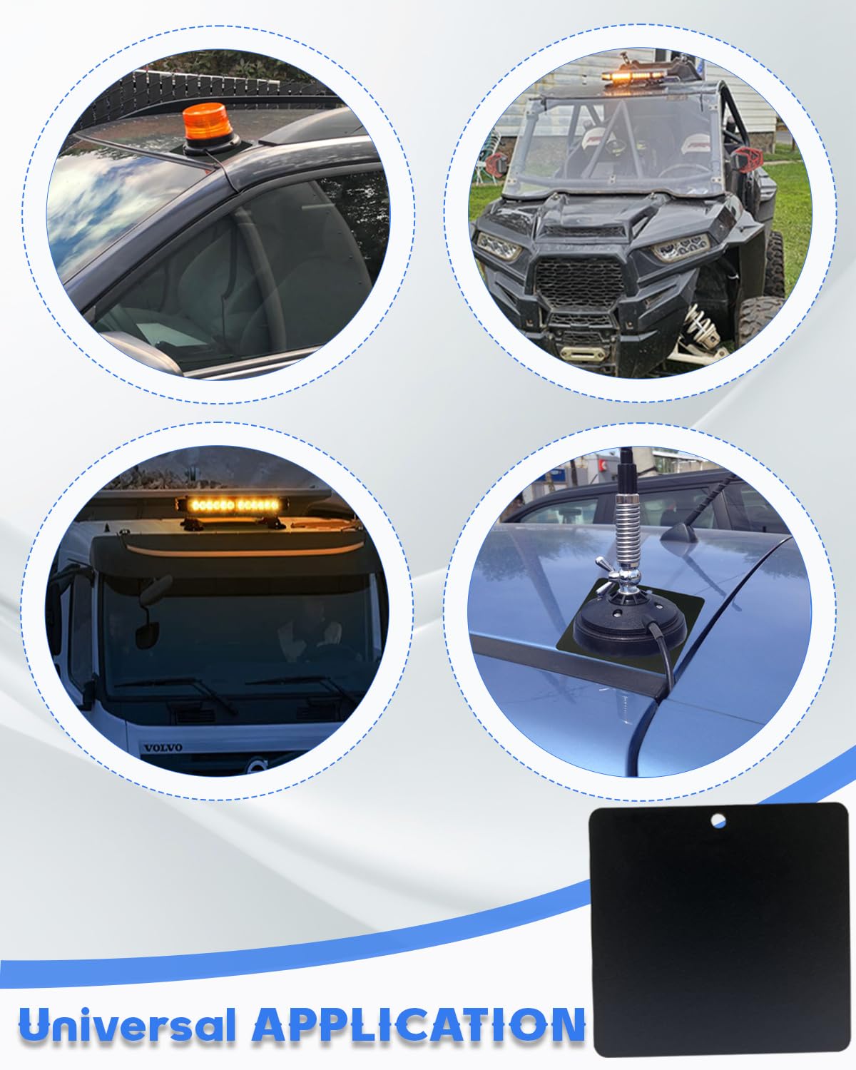 FYWZ pad installed on an aluminum truck cab roof, enables magnetic mounting