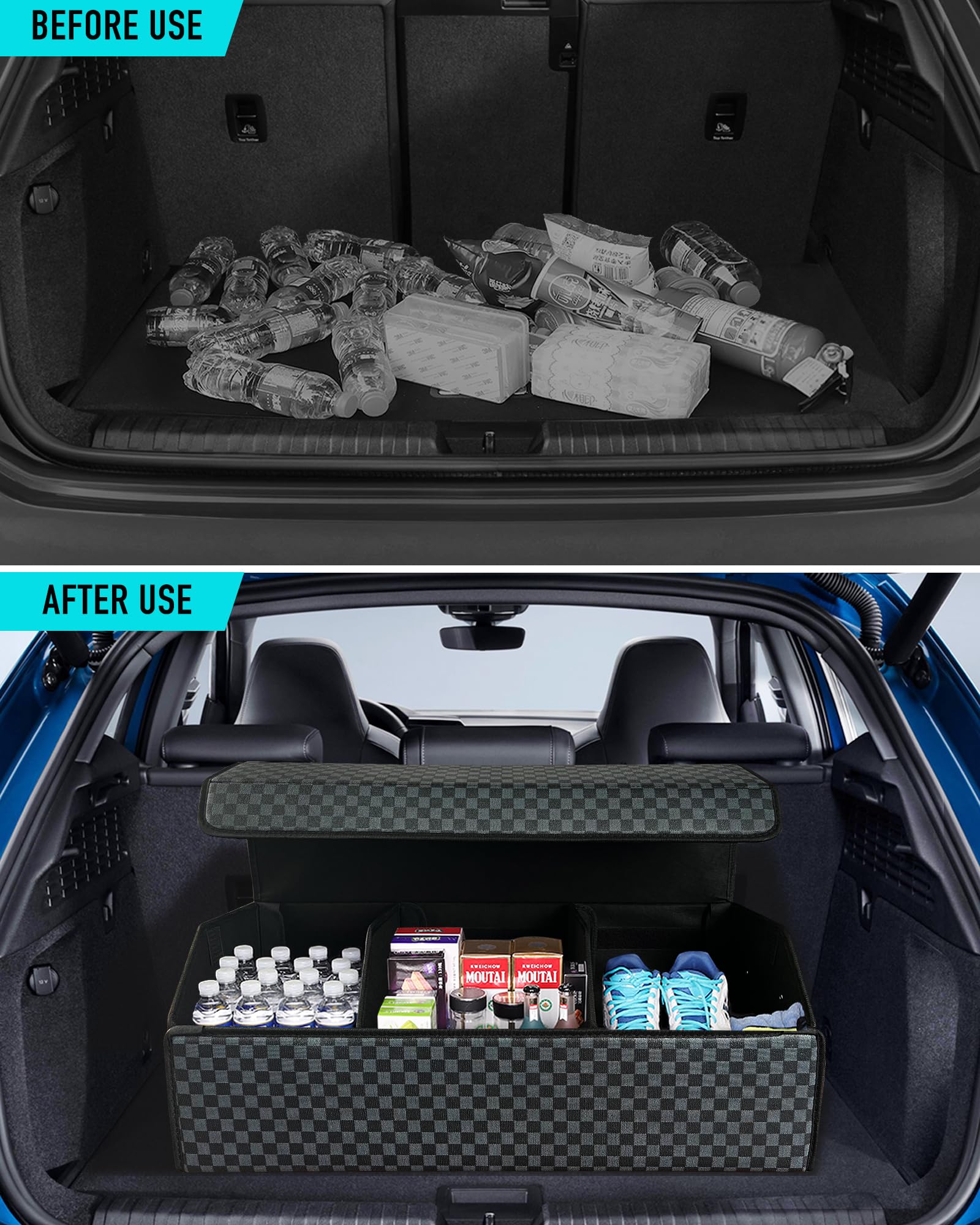 Fyzeoty configured dividers storing sports gear for secure transport