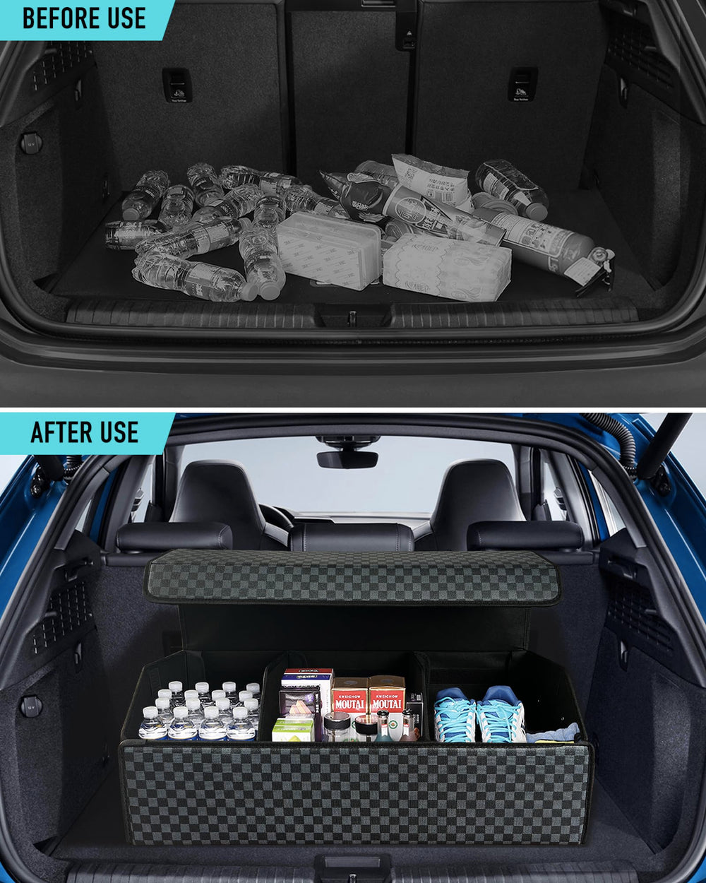 Fyzeoty configured dividers storing sports gear for secure transport